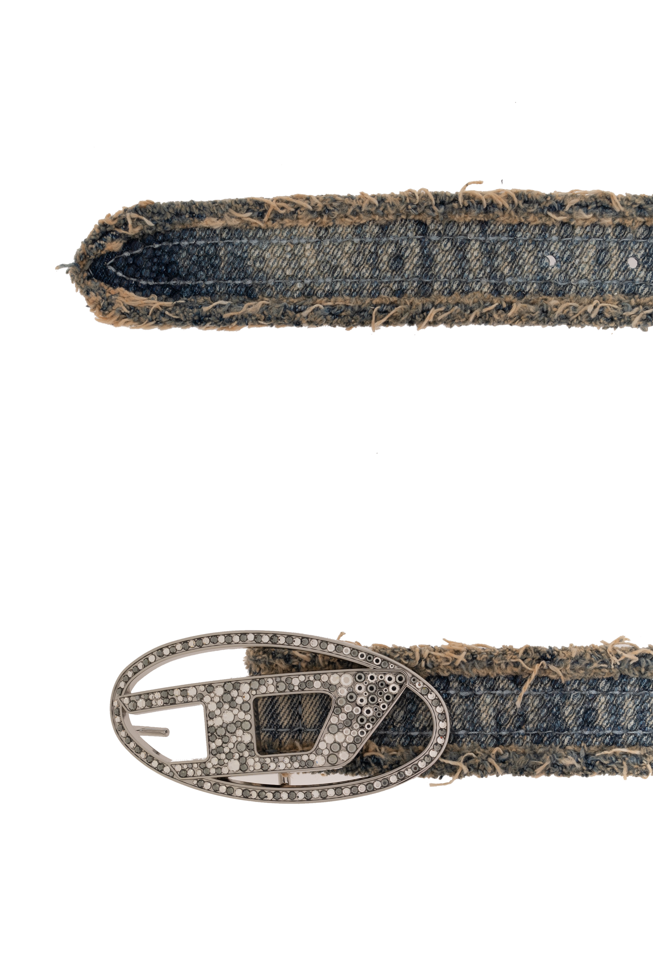 DIESEL　BELT　80　B-1DR-LAYER STRASS　X10305 B-1DR-LAYER STRASS 4cm Leather belt with crystal buckle